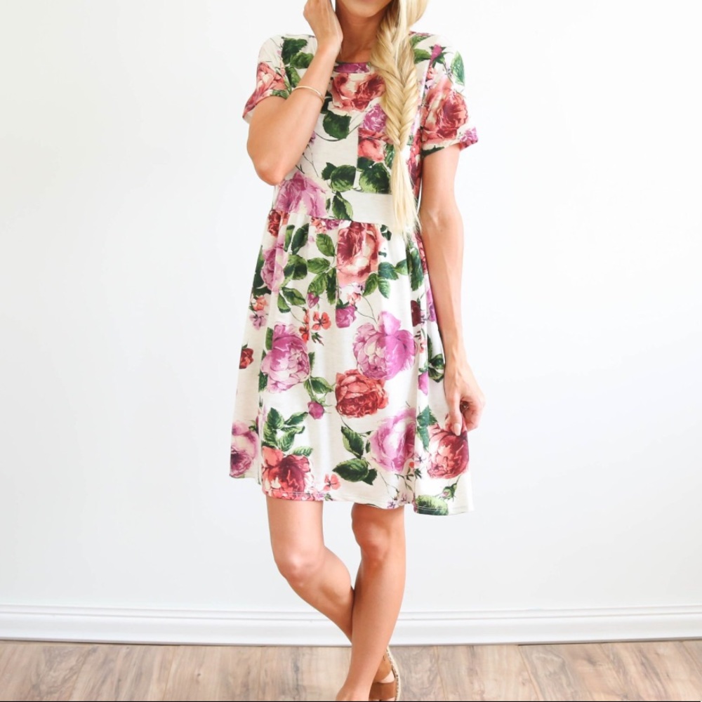 Babydoll Mini Flower Dress